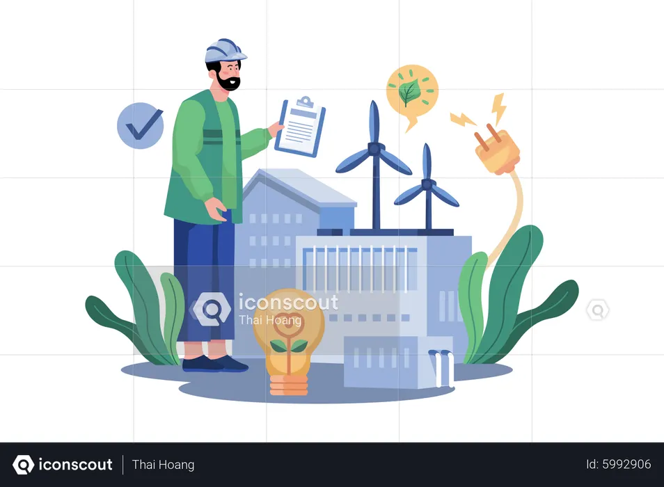 Produção de energia eólica  Ilustração