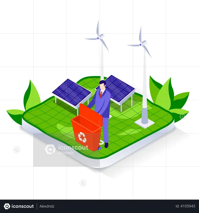 Produção de energia renovável  Ilustração