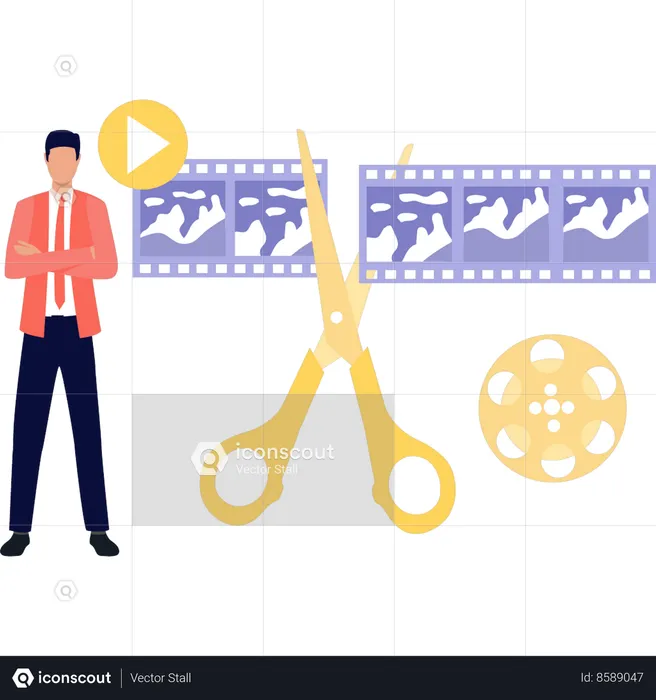 Producer is editing movie  Illustration