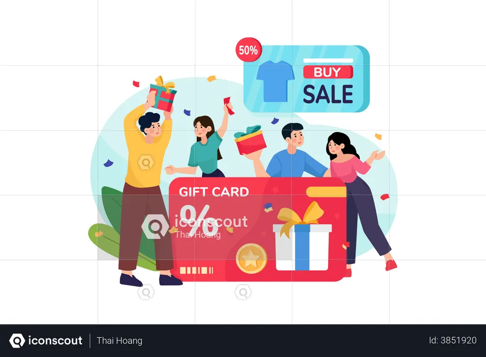 Product on sale in customer loyalty program  Illustration