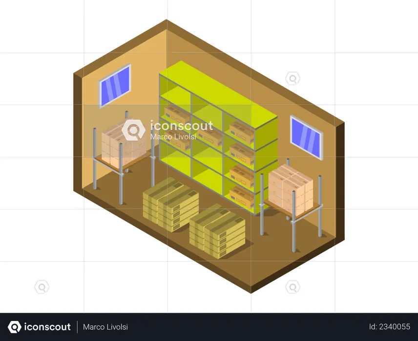 Product stored in warehouse  Illustration