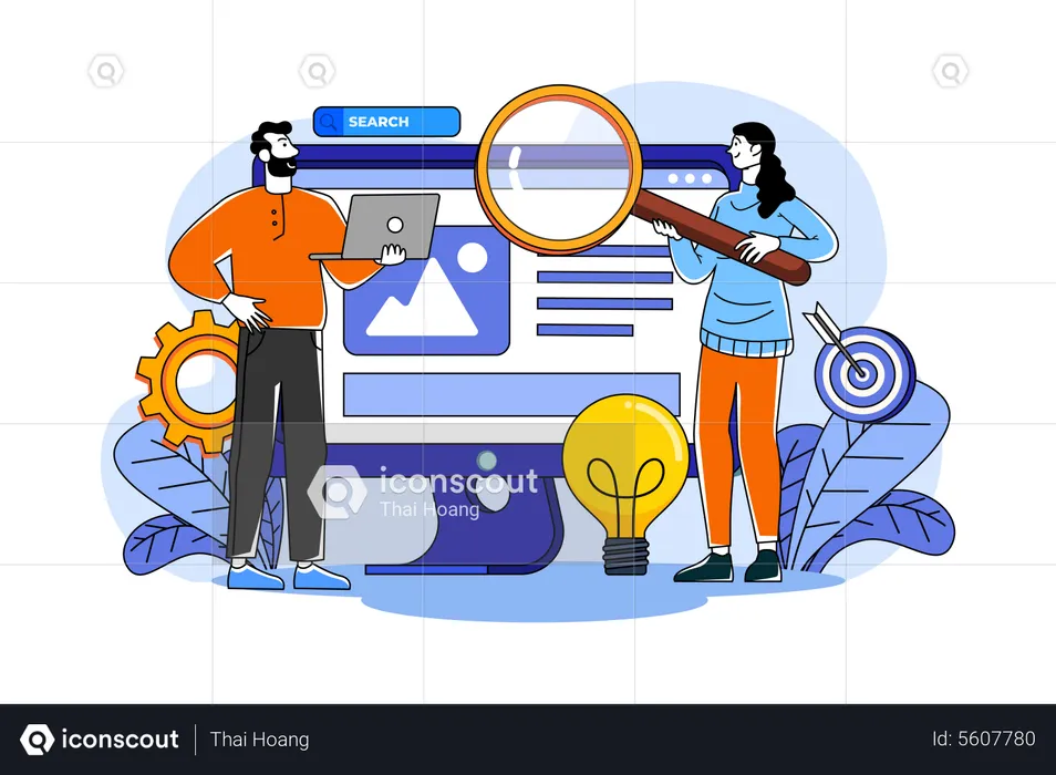 Product Team Doing Seo Research  Illustration