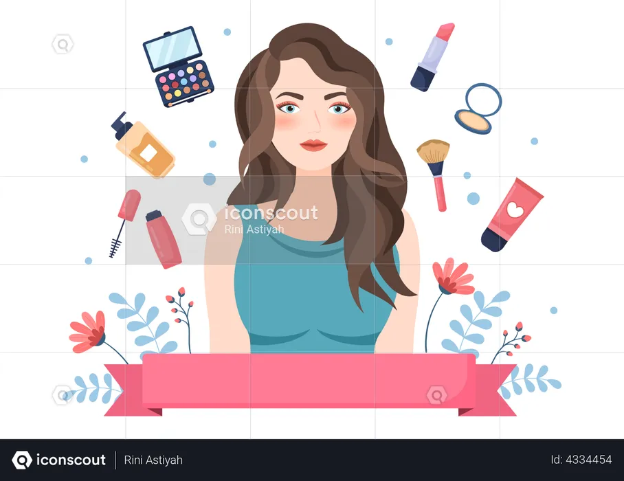 Variété de produits de maquillage féminin  Illustration