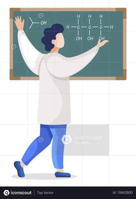 Profesor dando una lección de química Científico en el laboratorio  Ilustración