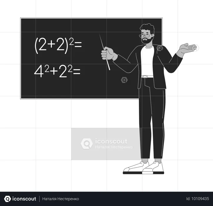 Profesor de matemáticas afroamericano  Ilustración