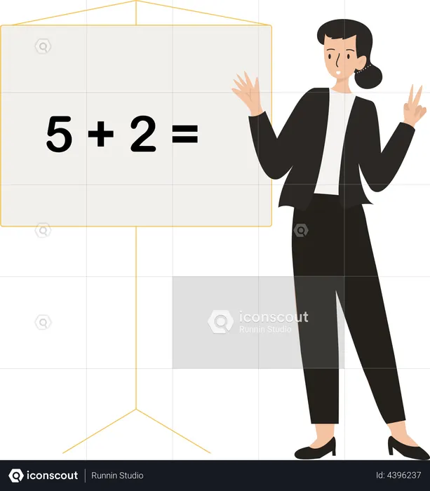 Profesor enseñando matemáticas  Ilustración