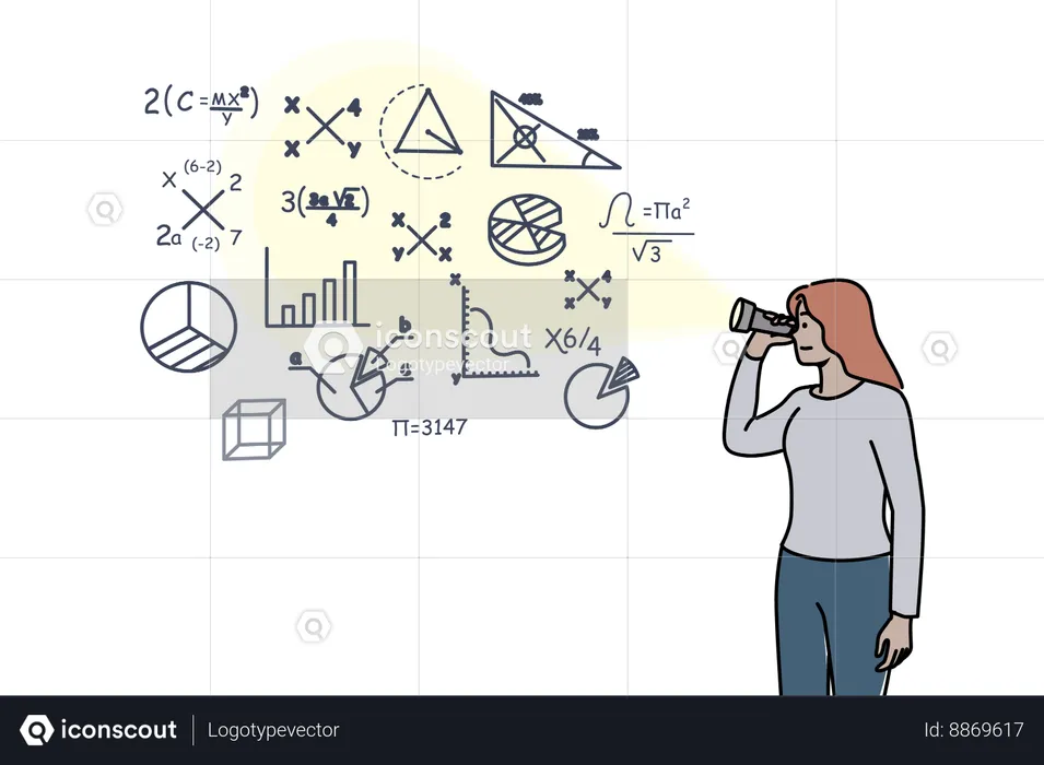 El profesor está resolviendo sumas matemáticas  Ilustración