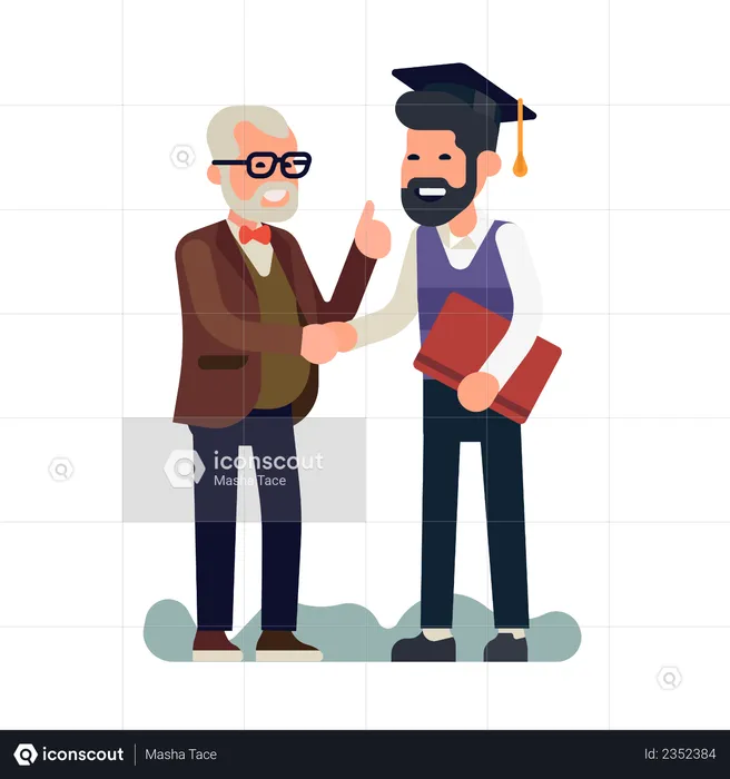 Profesor felicita a estudiante por su graduación  Ilustración