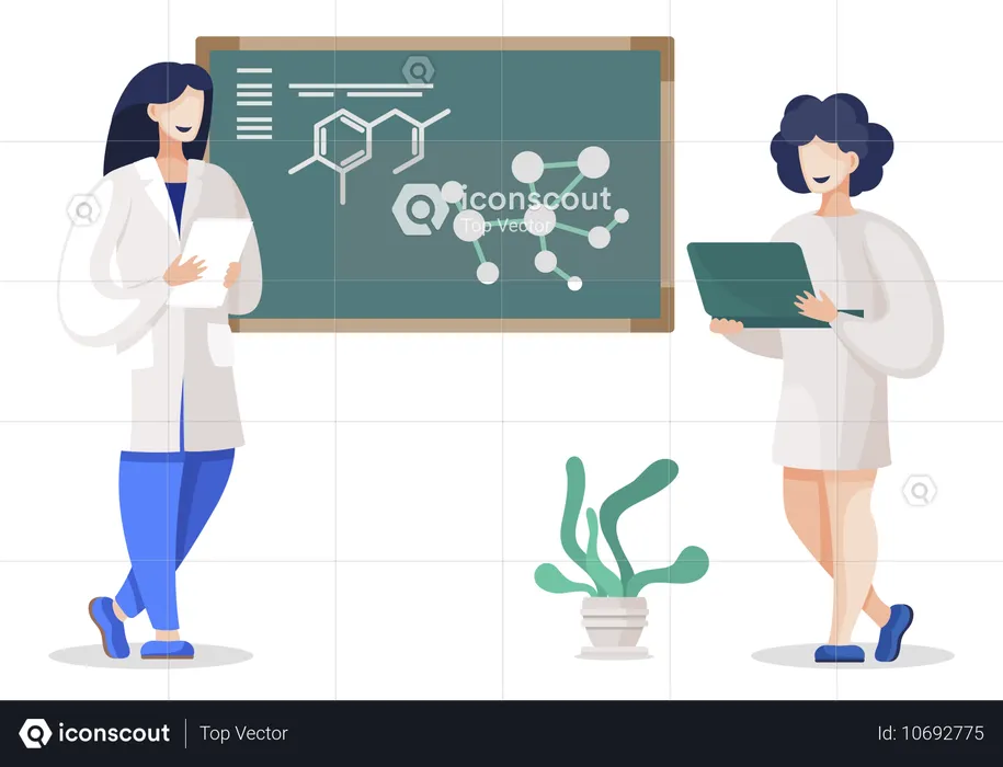 Professeur montrant la formule moléculaire  Illustration