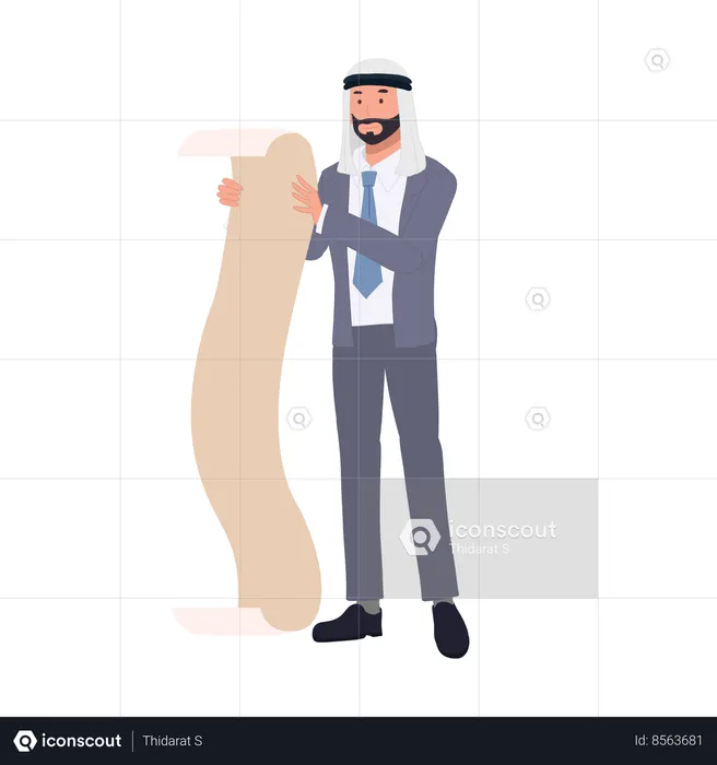 Professional Arab Businessman in suit is Managing Tasks with Long Checklist  Illustration