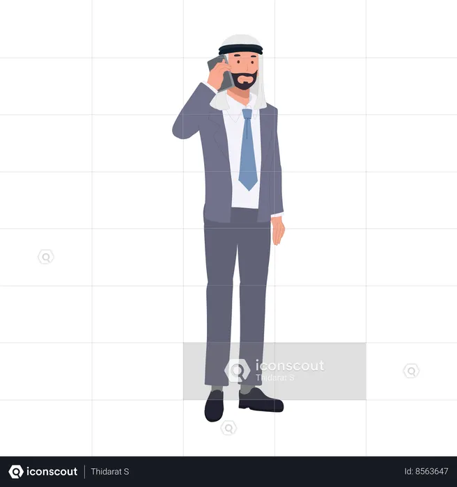 Professional Arab Man in Suit with Smartphone  Illustration