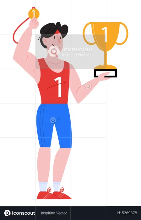 Professional athlete winning 1st prize  Illustration