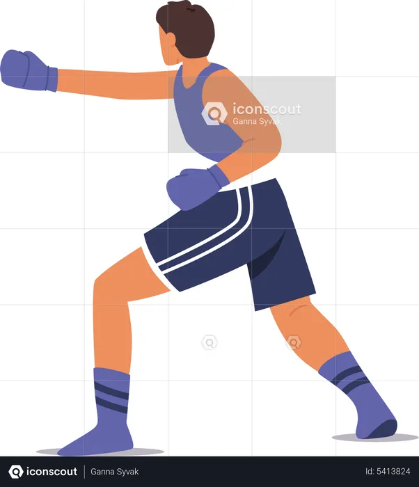 Professional boxer hitting punch  Illustration