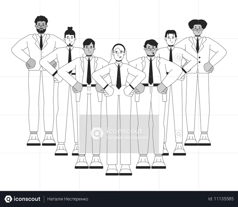 Professional business employee standing in group  Illustration