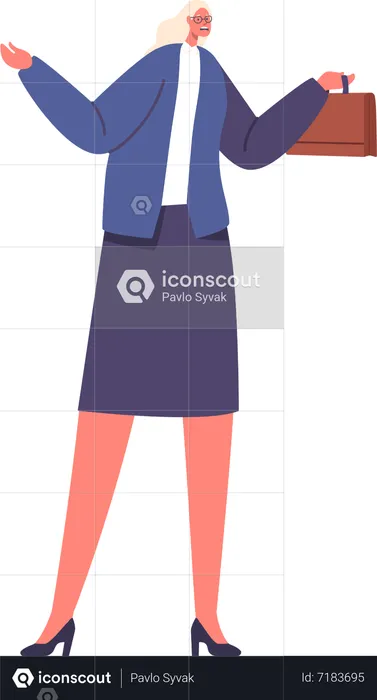 Professional Businesswoman Standing With Briefcase  Illustration