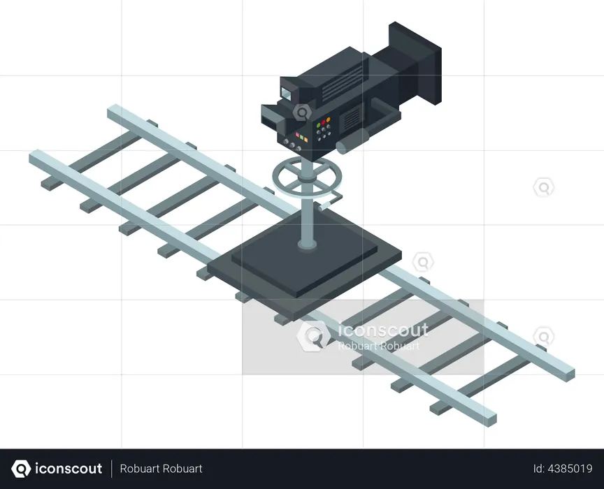 Professional camera on rails for moving  Illustration