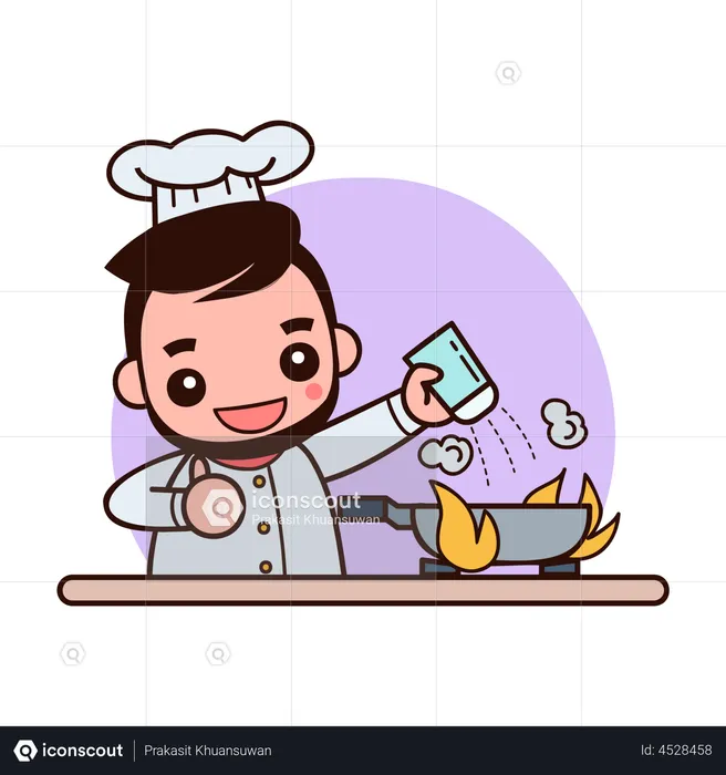 Professional chef cooking food  Illustration