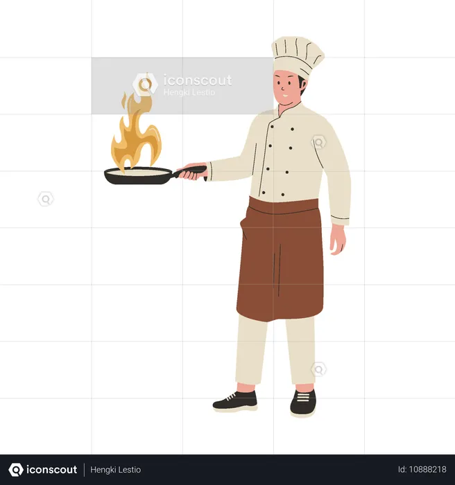 Professional chef cooking food  Illustration