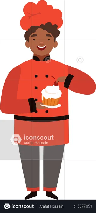 Professional chef making dessert  Illustration