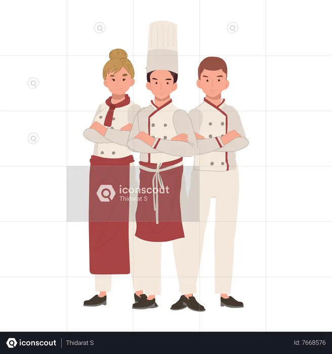 Professional Chef Team  Illustration