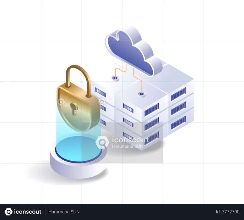 Professional cloud server technology security management  Illustration