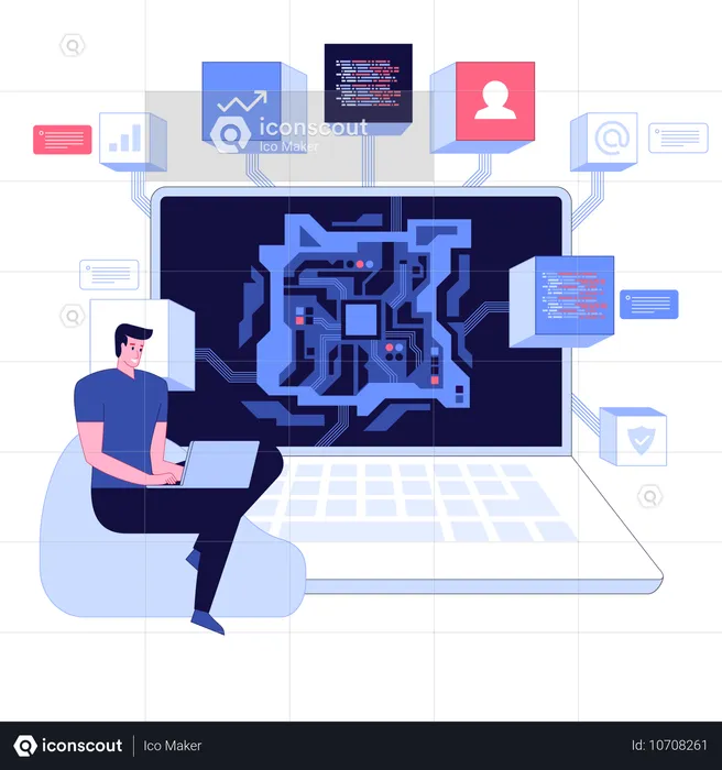 Professional engineer work on microchip Hardware engineering AI  Illustration