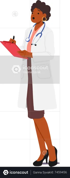 Professional Female Doctor Focused And Engaged  Illustration