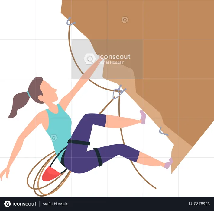 Professional female rock climber  Illustration