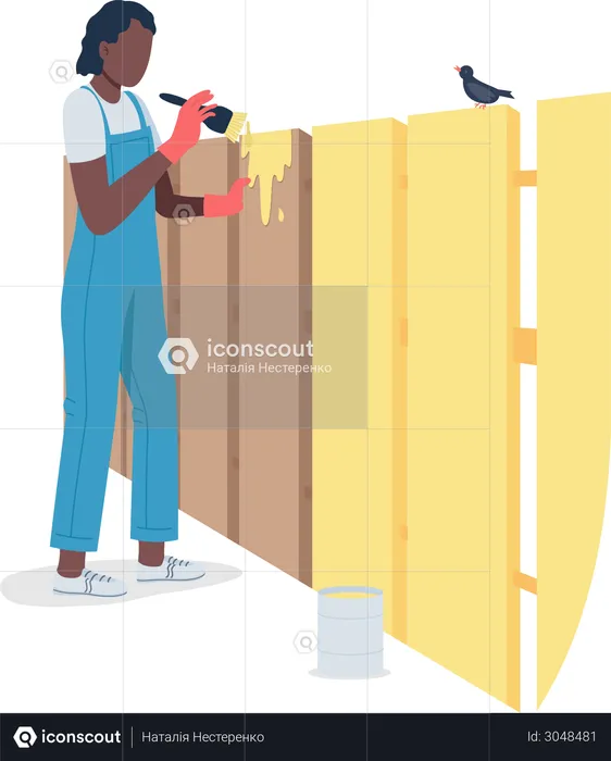 Professional female worker painting fence  Illustration