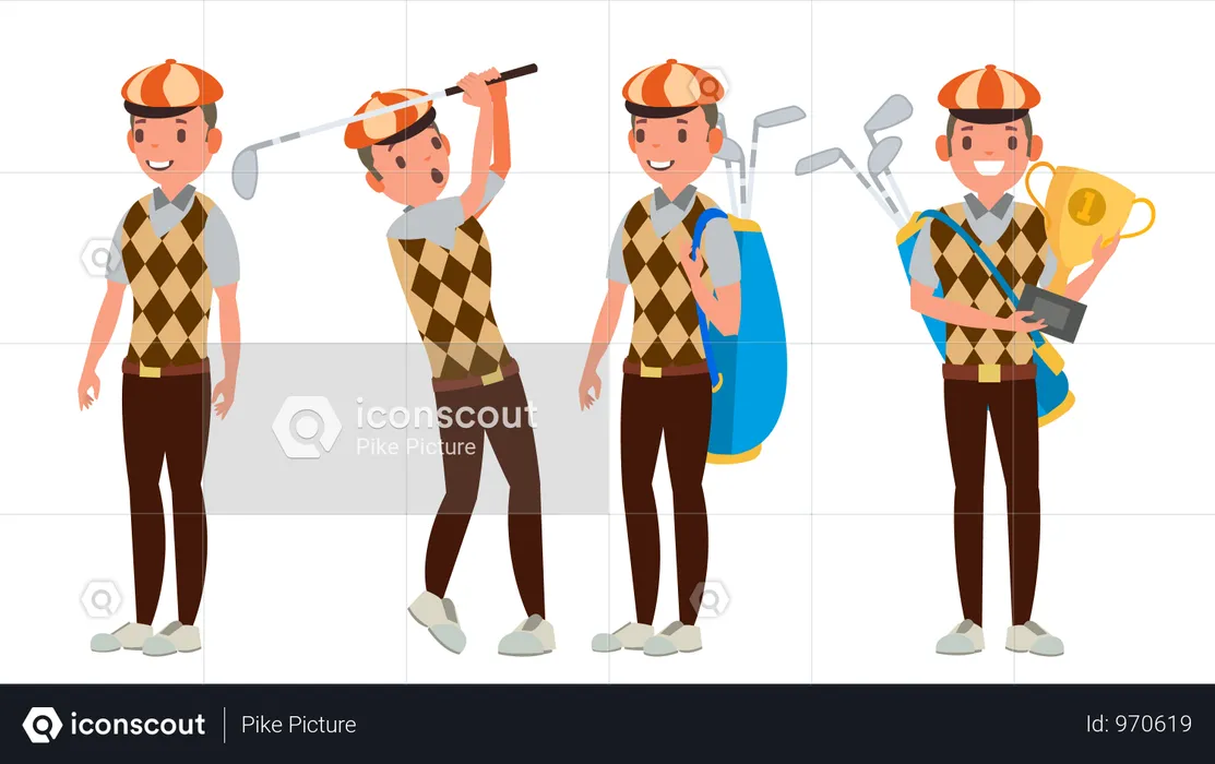 Professional Golf Player Vector  Illustration