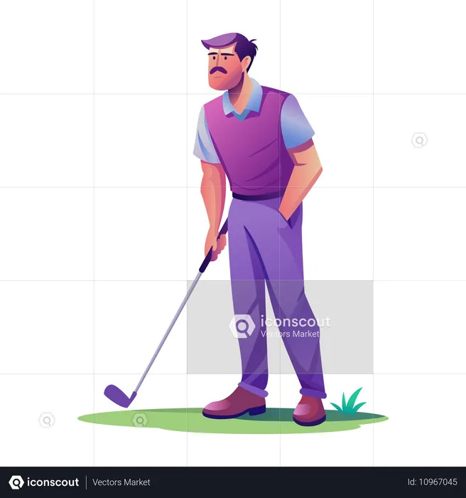 Professional Golfing with golf stick  Illustration