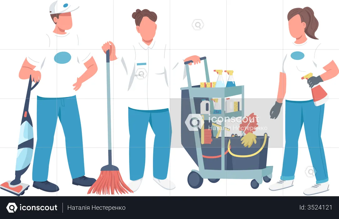 Professional housekeeping staff  Illustration