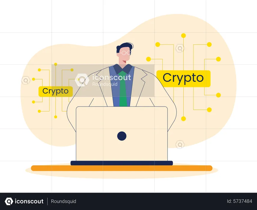 Professional investor doing crypto analysis  Illustration
