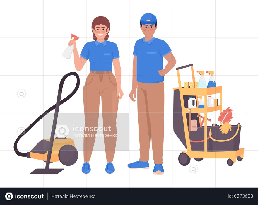 Professional janitorial services workers  Illustration