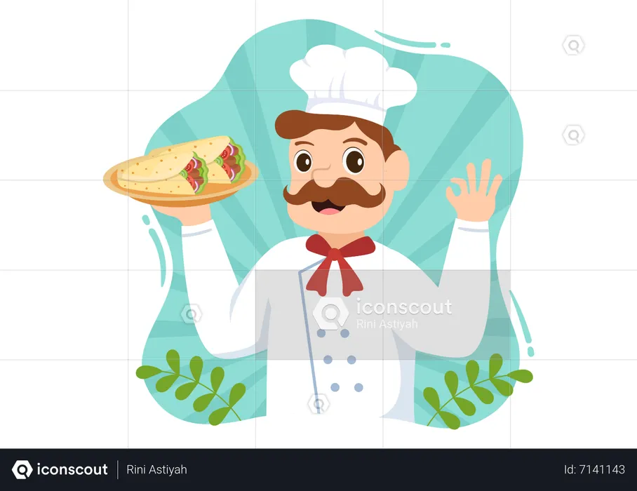 Professional Kebab Chef  Illustration