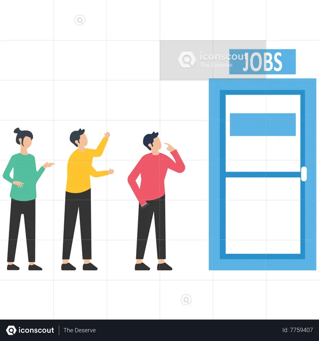 Professional people group queuing for the jobs  Illustration