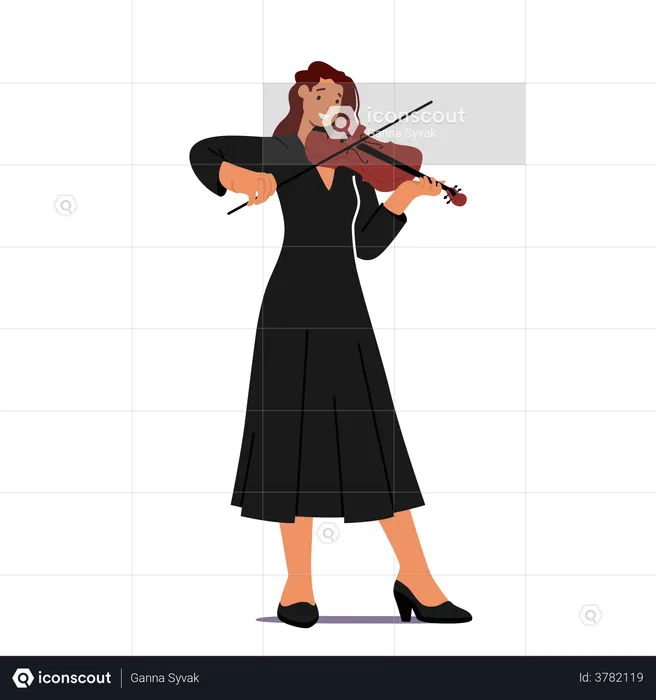 Professional Violin Player Performing At A Concert  Illustration