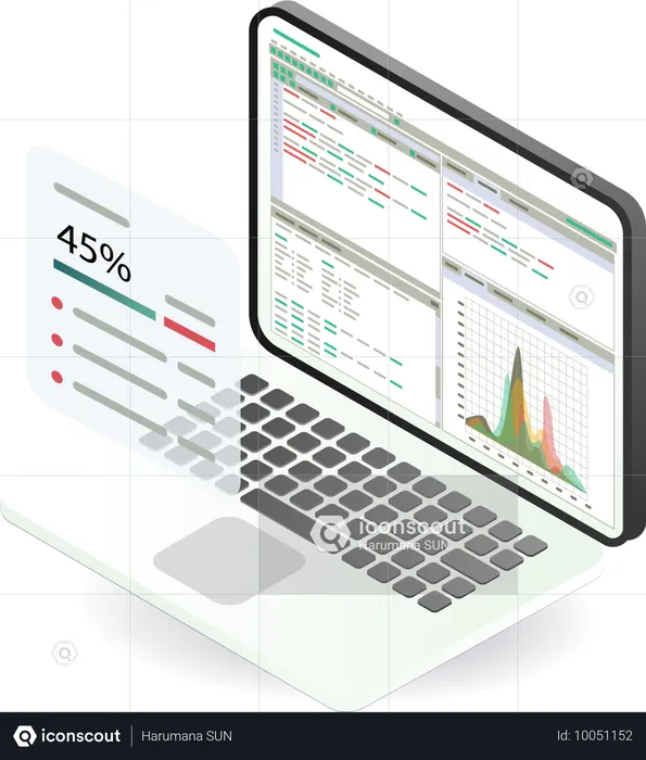 Professionelles Dashboard zur Computerdatenanalyse  Illustration