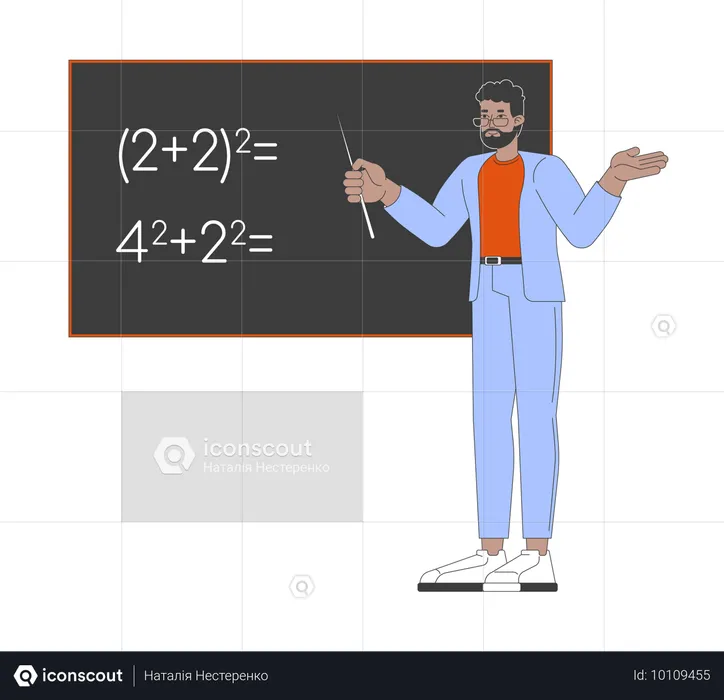 Professor de matemática afro-americano  Ilustração