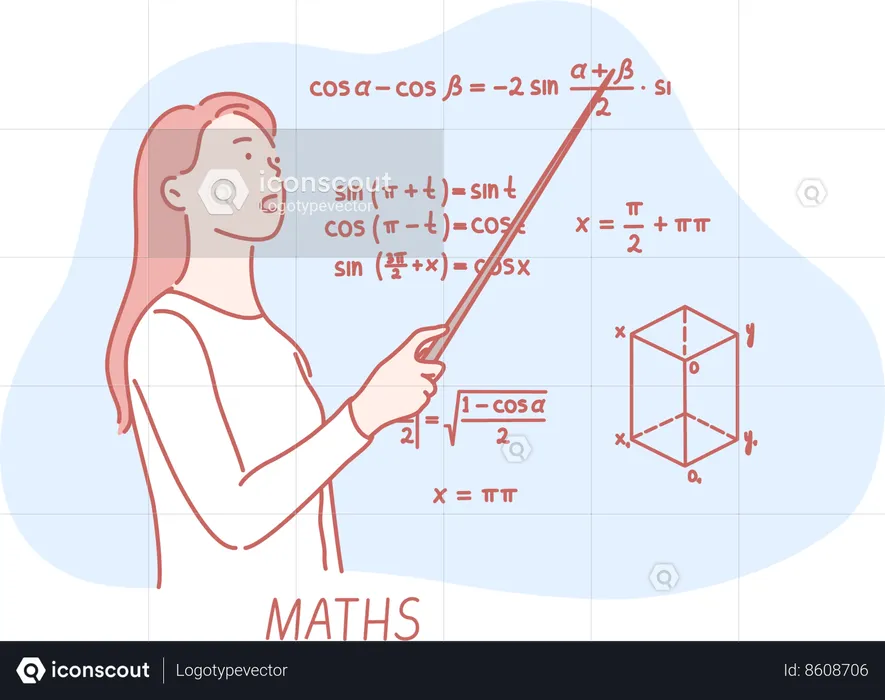 O professor está ensinando fórmulas matemáticas  Ilustração