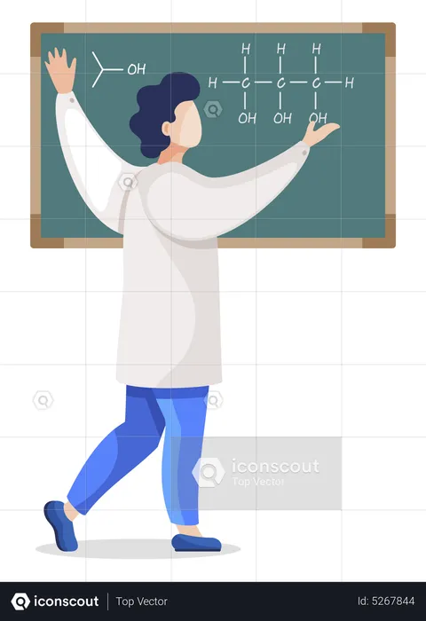 Professor Giving Chemistry Lesson  Illustration