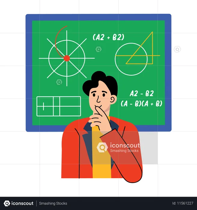 Professor löst mathematische Gleichung  Illustration