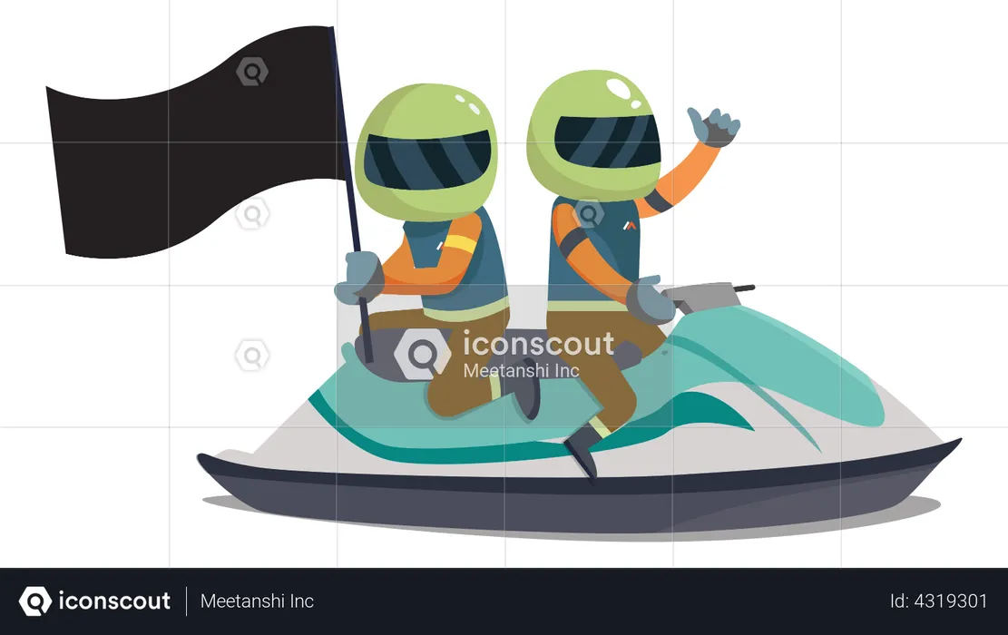 Profiter d'une balade en scooter des mers  Illustration