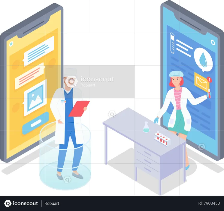 Program for online consulting with doctors in internet  Illustration