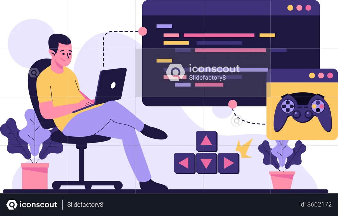 Programador haciendo juegos.  Ilustración