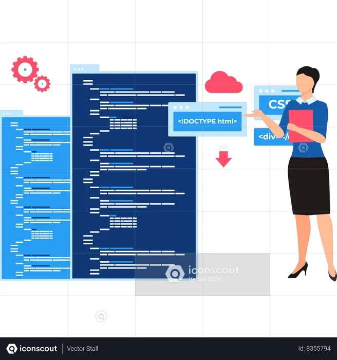 O programador está fazendo manutenção do site  Ilustração