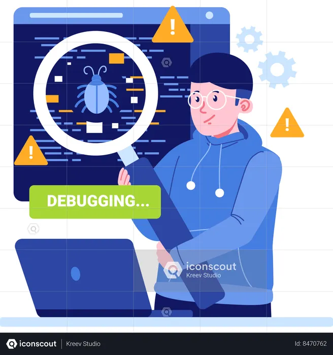 Programmer debugging codes  Illustration