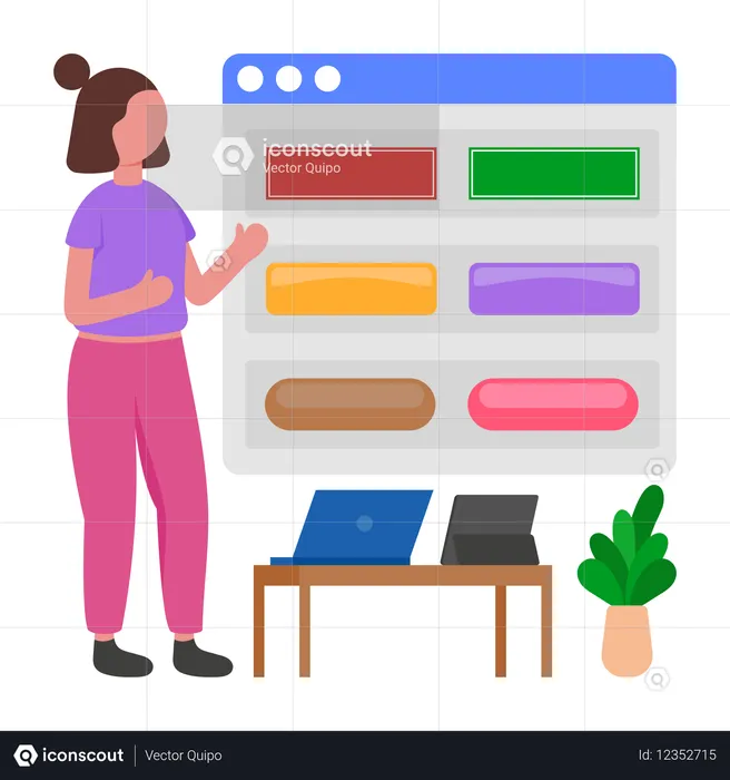 Programmer designs Button Style  Illustration