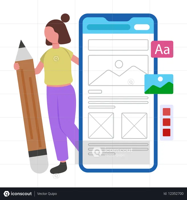 Programmer develops Mobile UI UX  Illustration