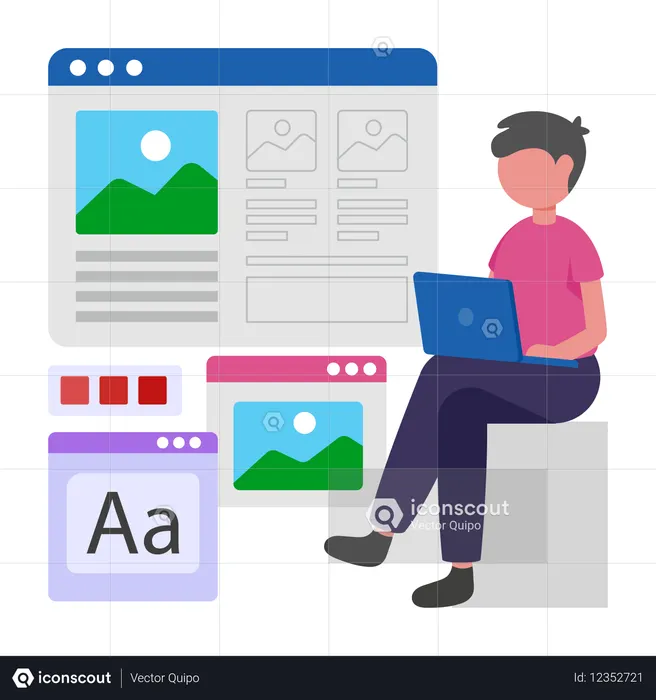 프로그래머는 UI UX 디자인을 개발합니다.  일러스트레이션